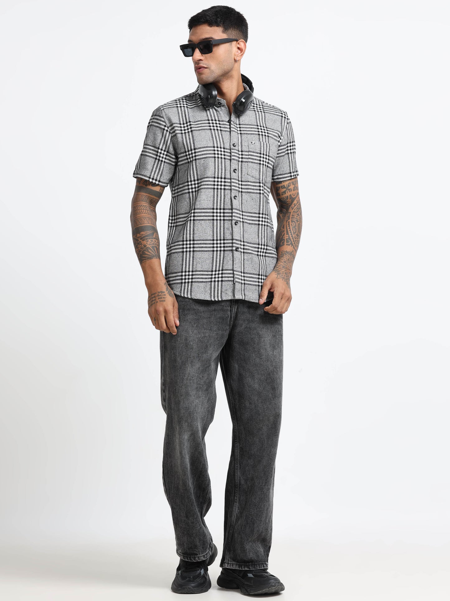 Mocklino Checks grey Shirt