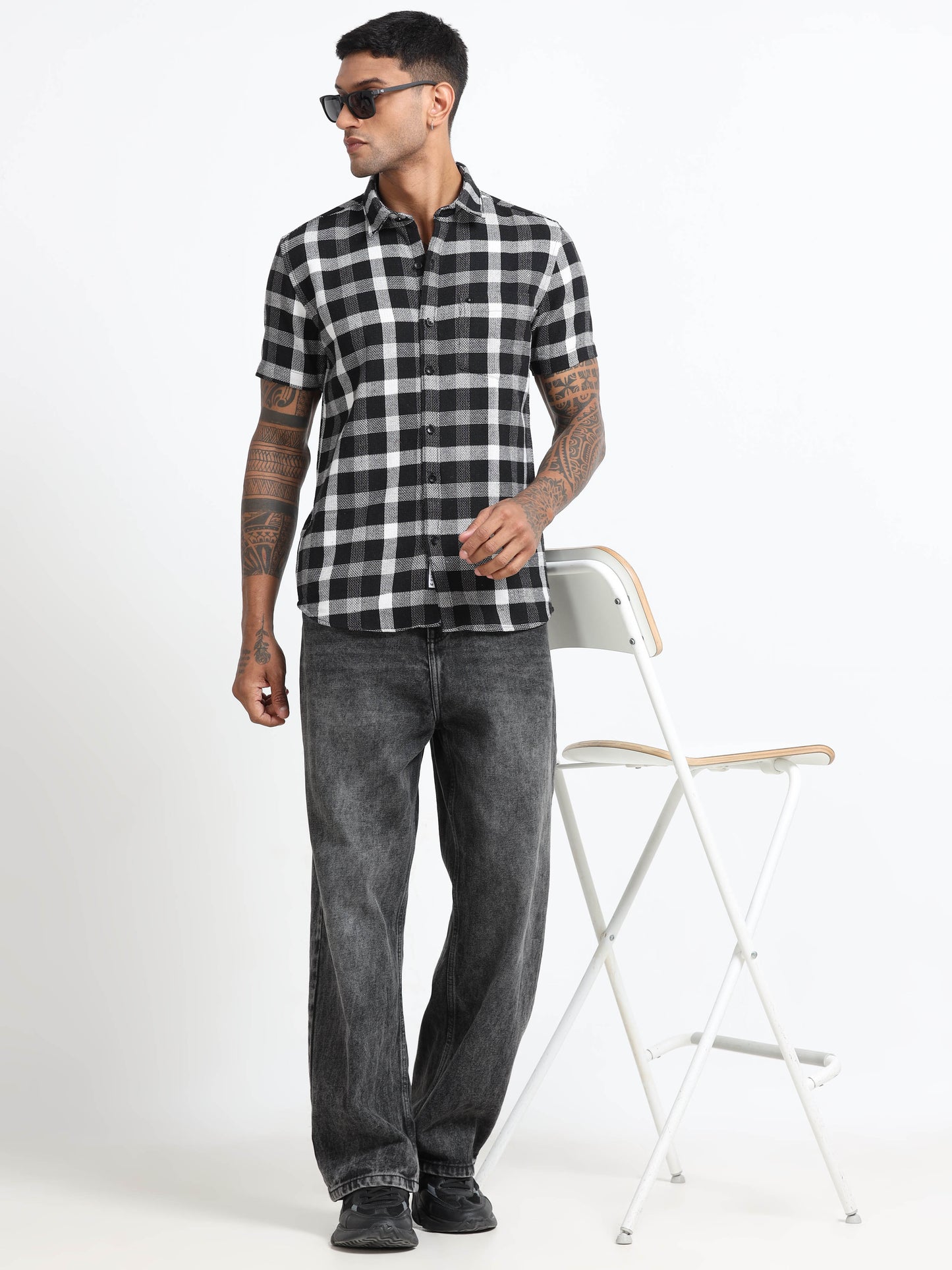 Mocklino Checks black Shirt