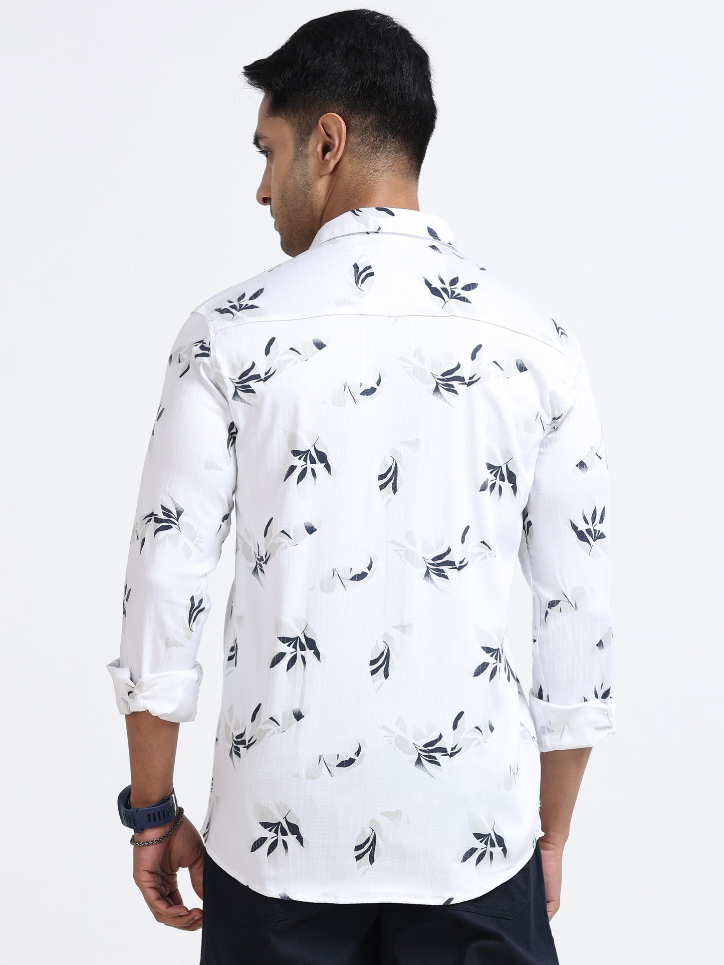 Satin Floral Print grey Shirt