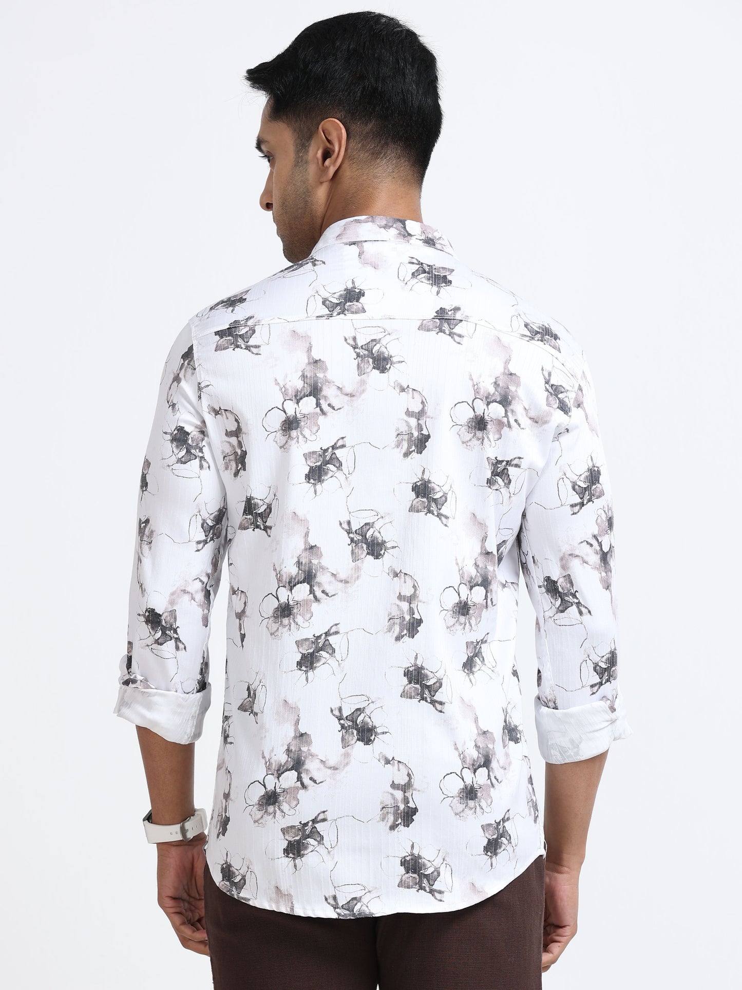 Satin Floral Print pink Shirt