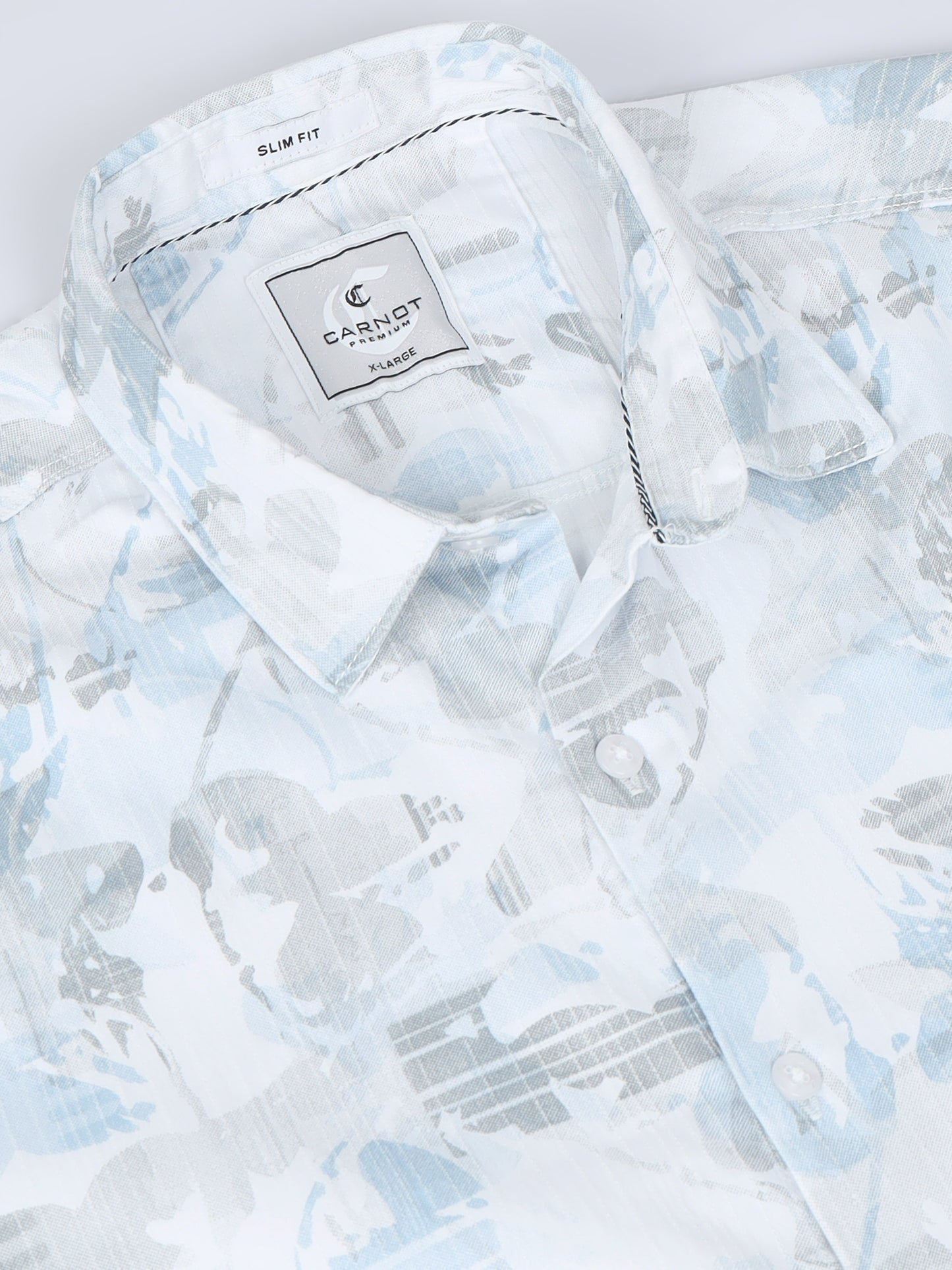 Satin Floral Print blue Shirt