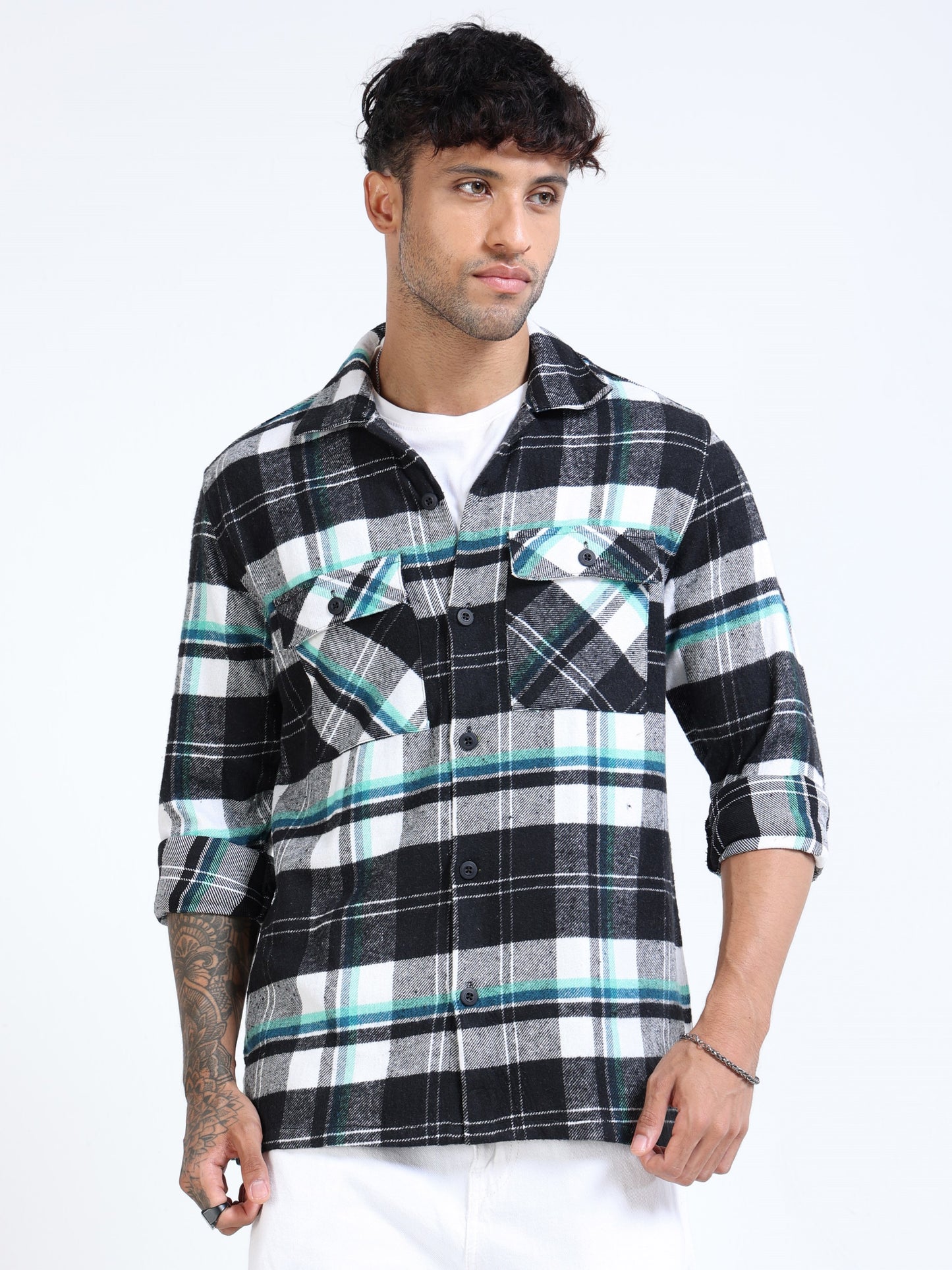 Twill Brushed Checks black Shirt