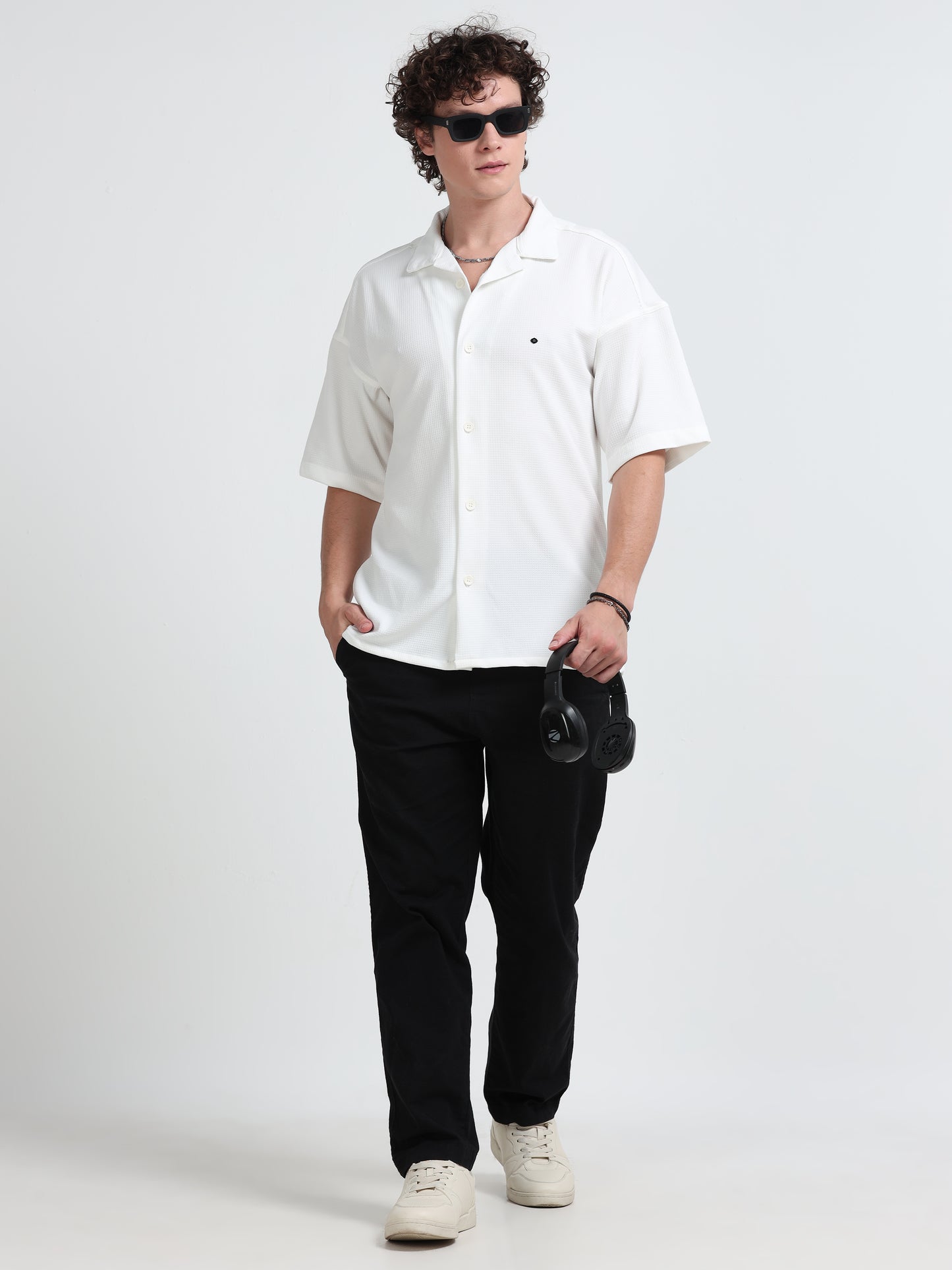 Drop Shoulder Checks White shirt