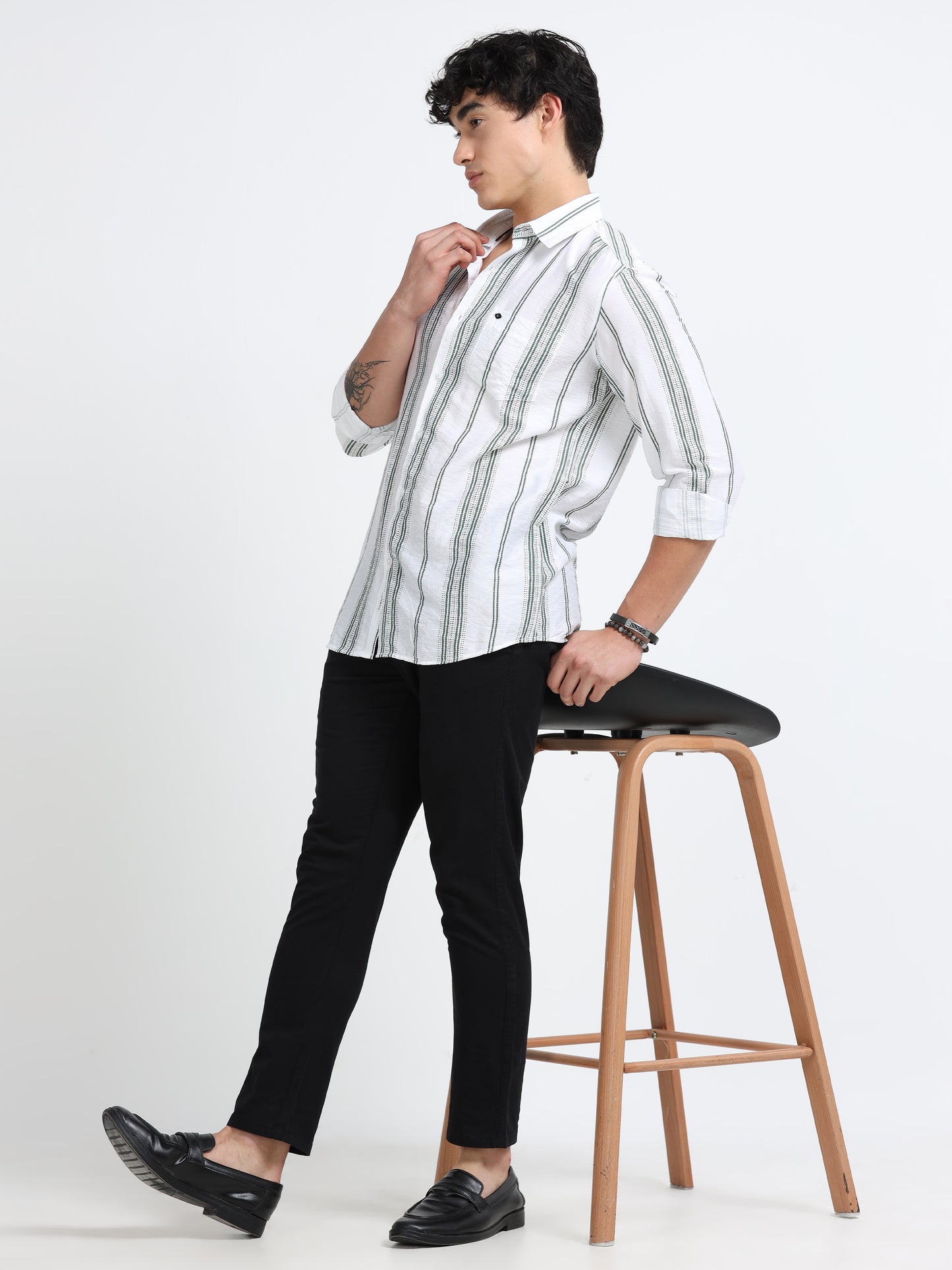 Lycra stripes polo green Shirt
