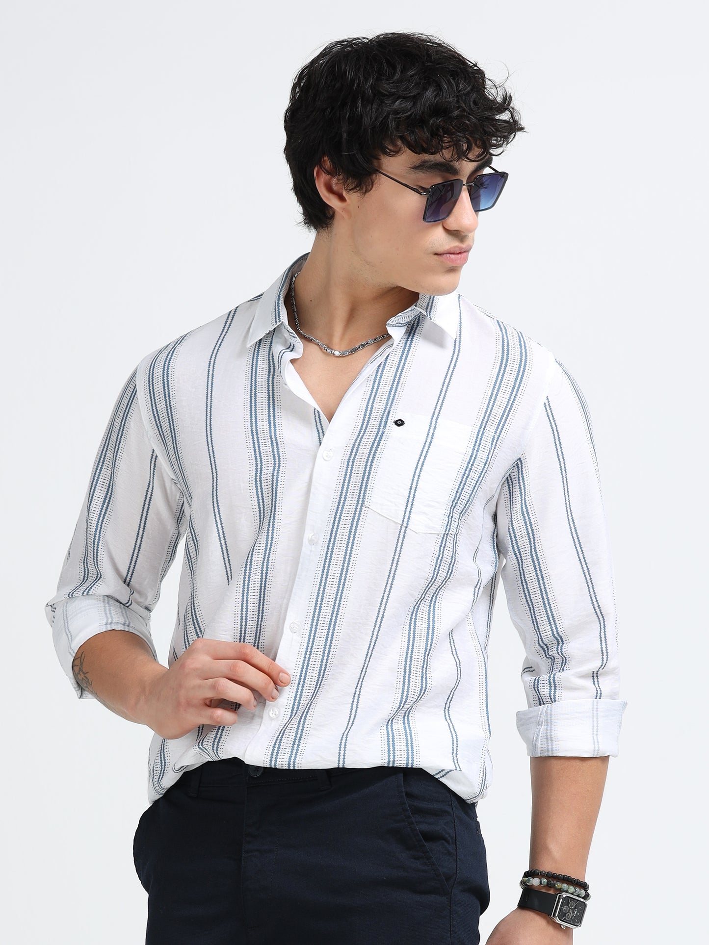 Lycra stripes polo blue Shirt