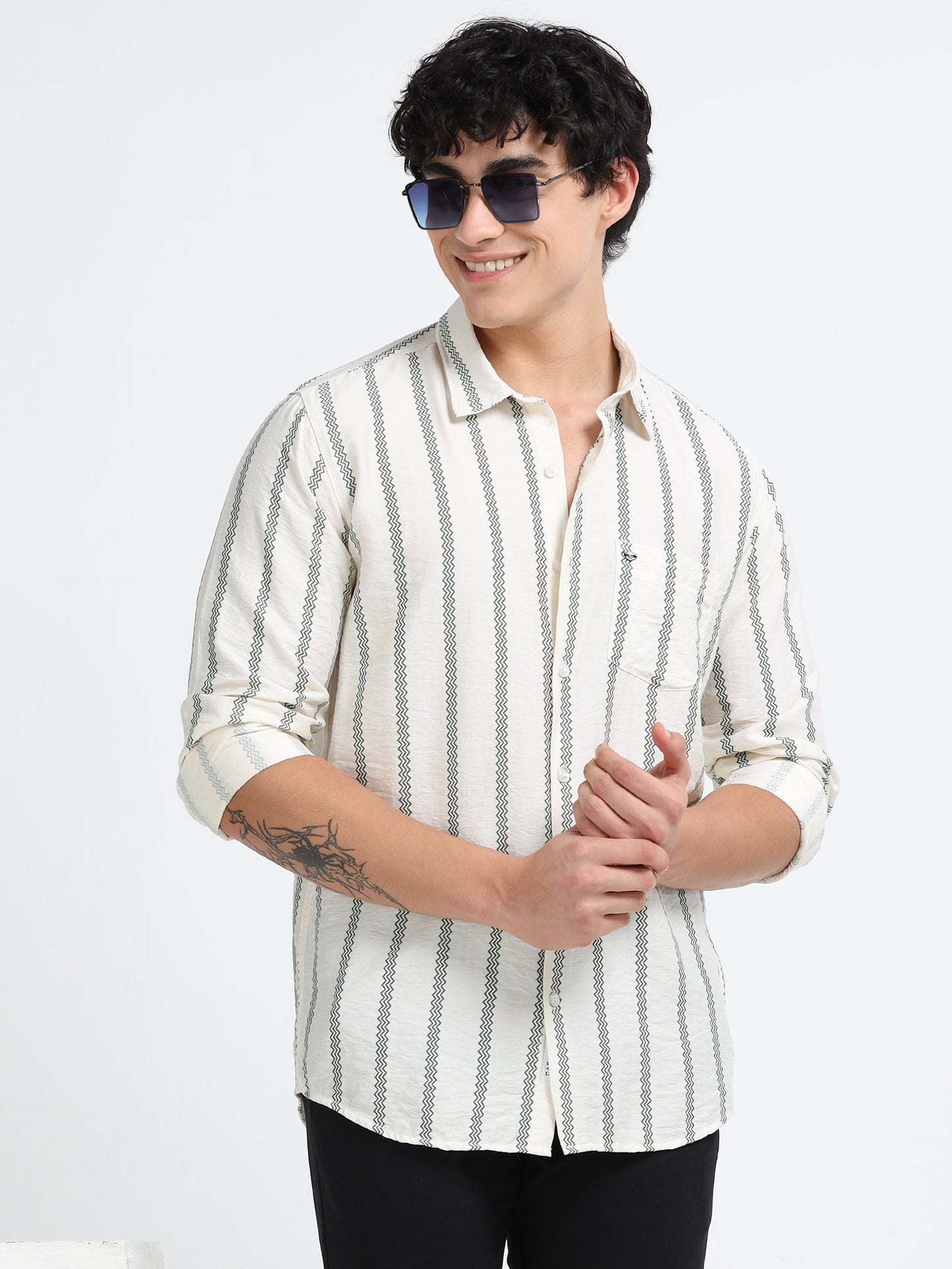 Lycra stripes polo green Shirt