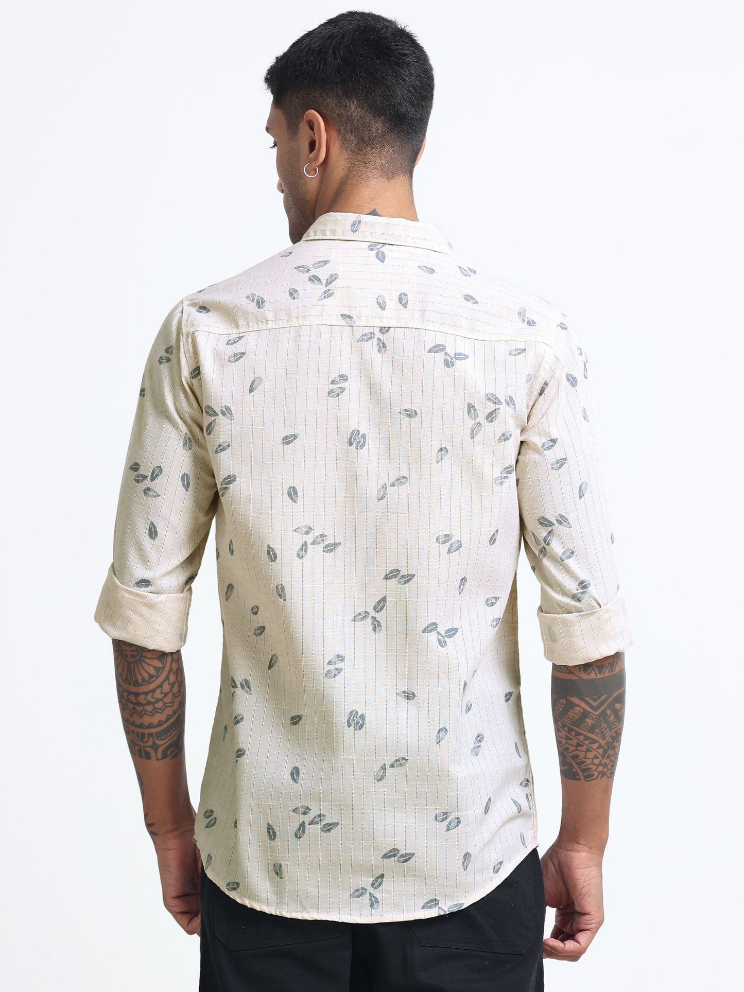 100% Cotton lino Print beige Shirt