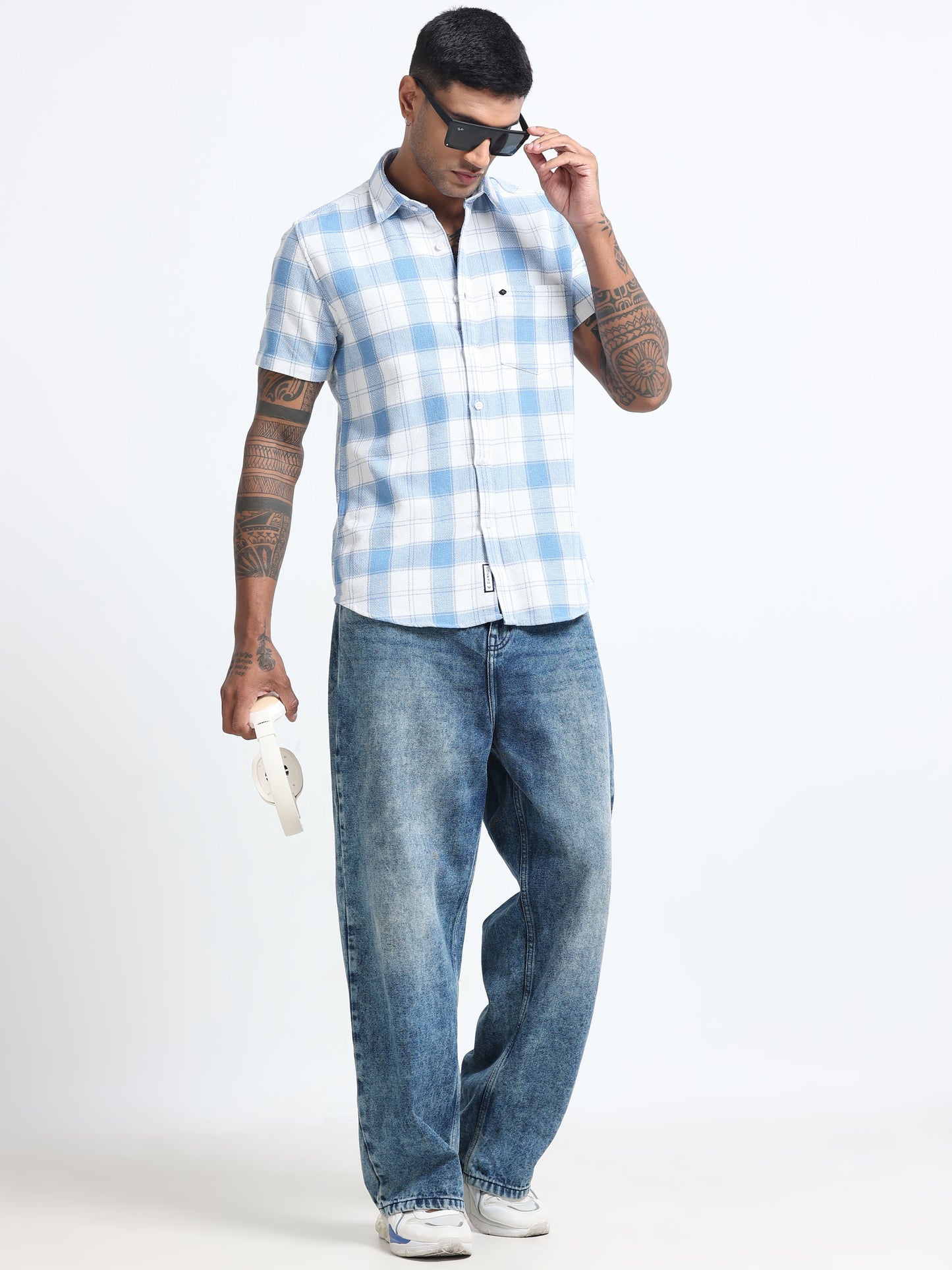 Mocklino Checks lightblue Shirt