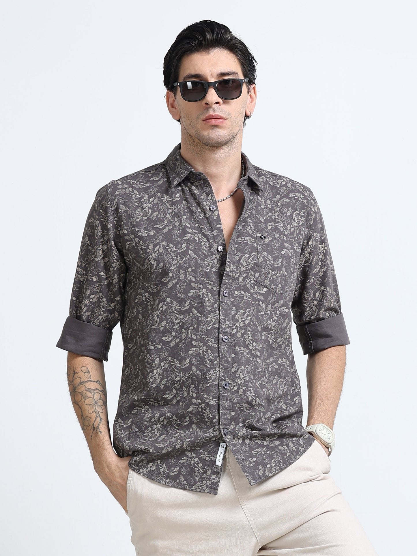 100% Cotton Oxford Print green Shirt
