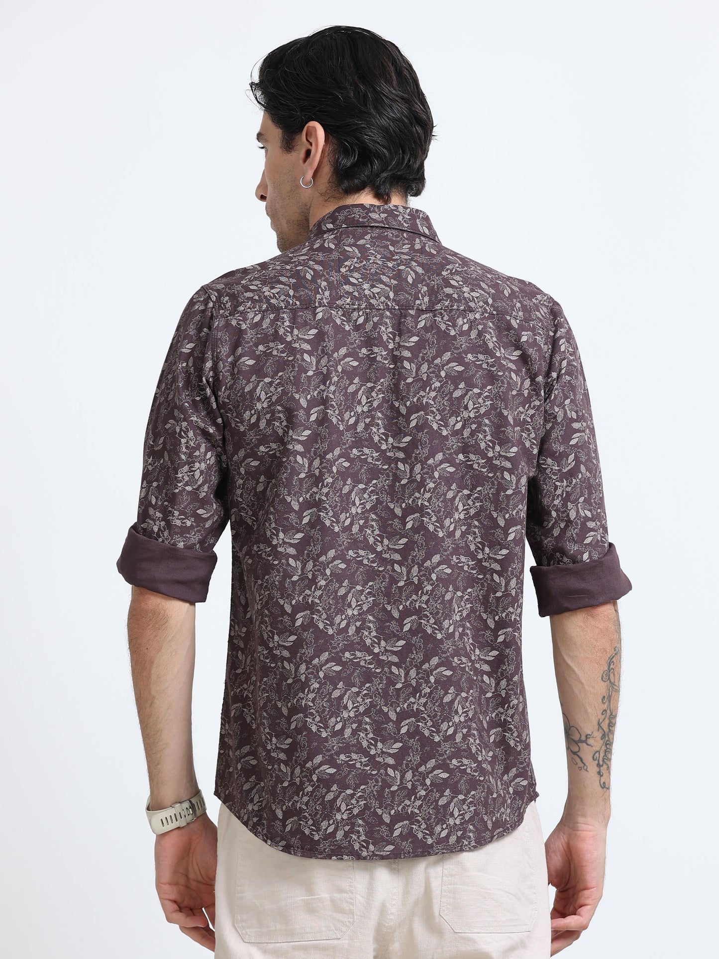 100% Cotton Oxford Print maroon Shirt