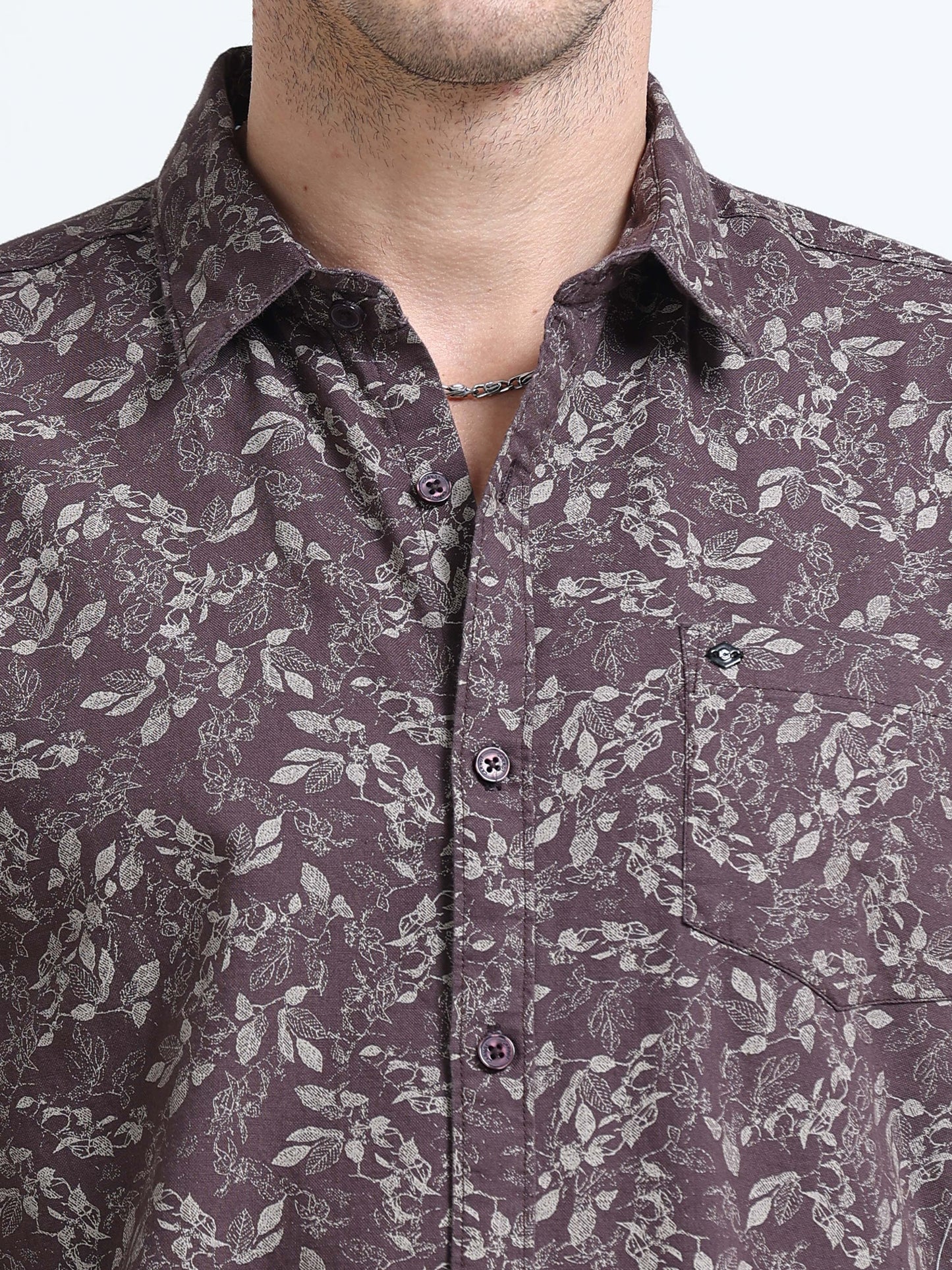 100% Cotton Oxford Print maroon Shirt