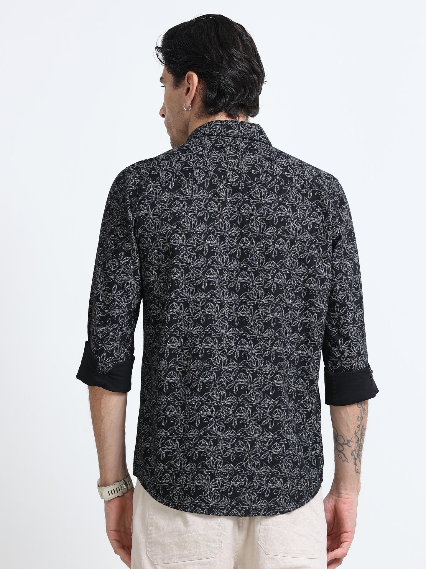 100% Cotton Oxford Print black Shirt