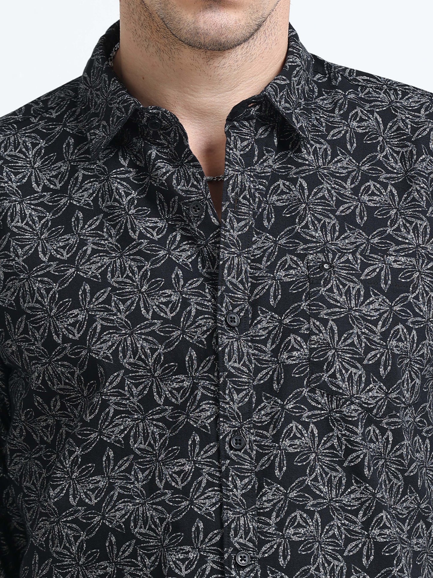 100% Cotton Oxford Print black Shirt