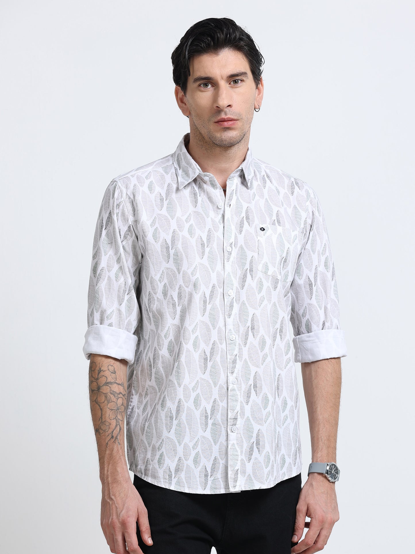 100% Cotton Oxford Print white Shirt