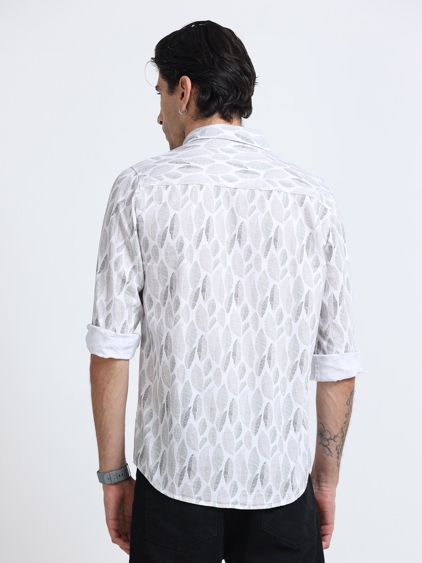 100% Cotton Oxford Print white Shirt