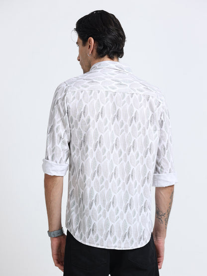 100% Cotton Oxford Print white Shirt