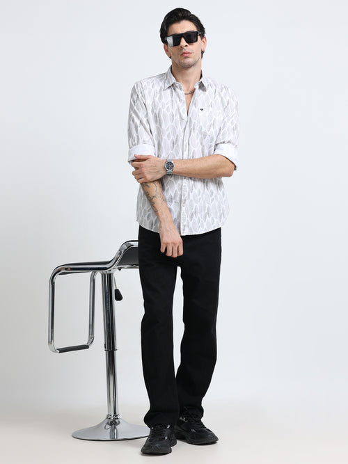 100% Cotton Oxford Print white Shirt