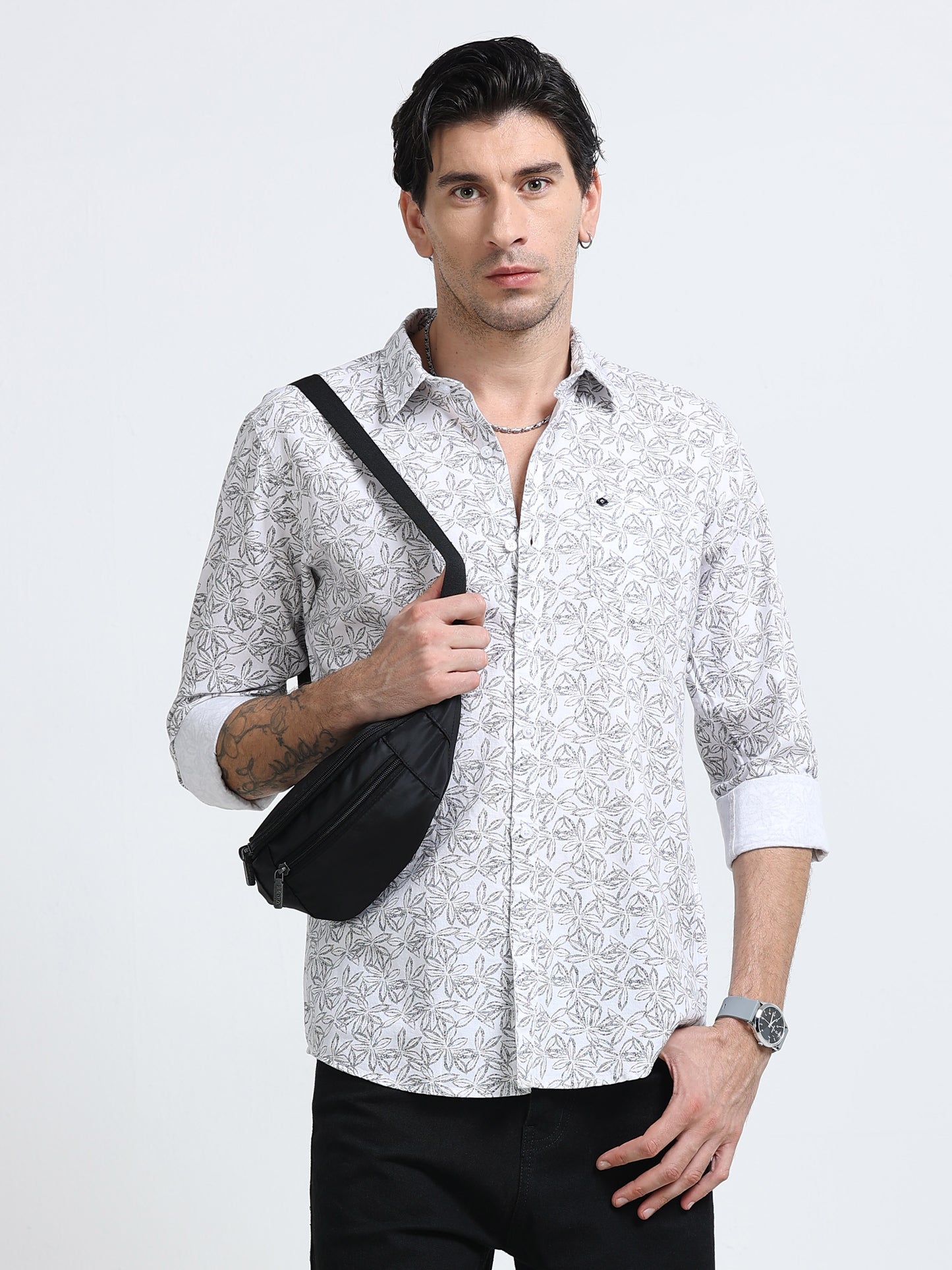 100% Cotton Oxford Print white Shirt