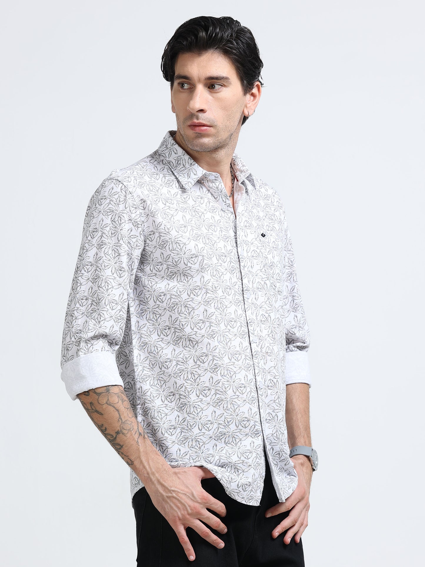 100% Cotton Oxford Print white Shirt