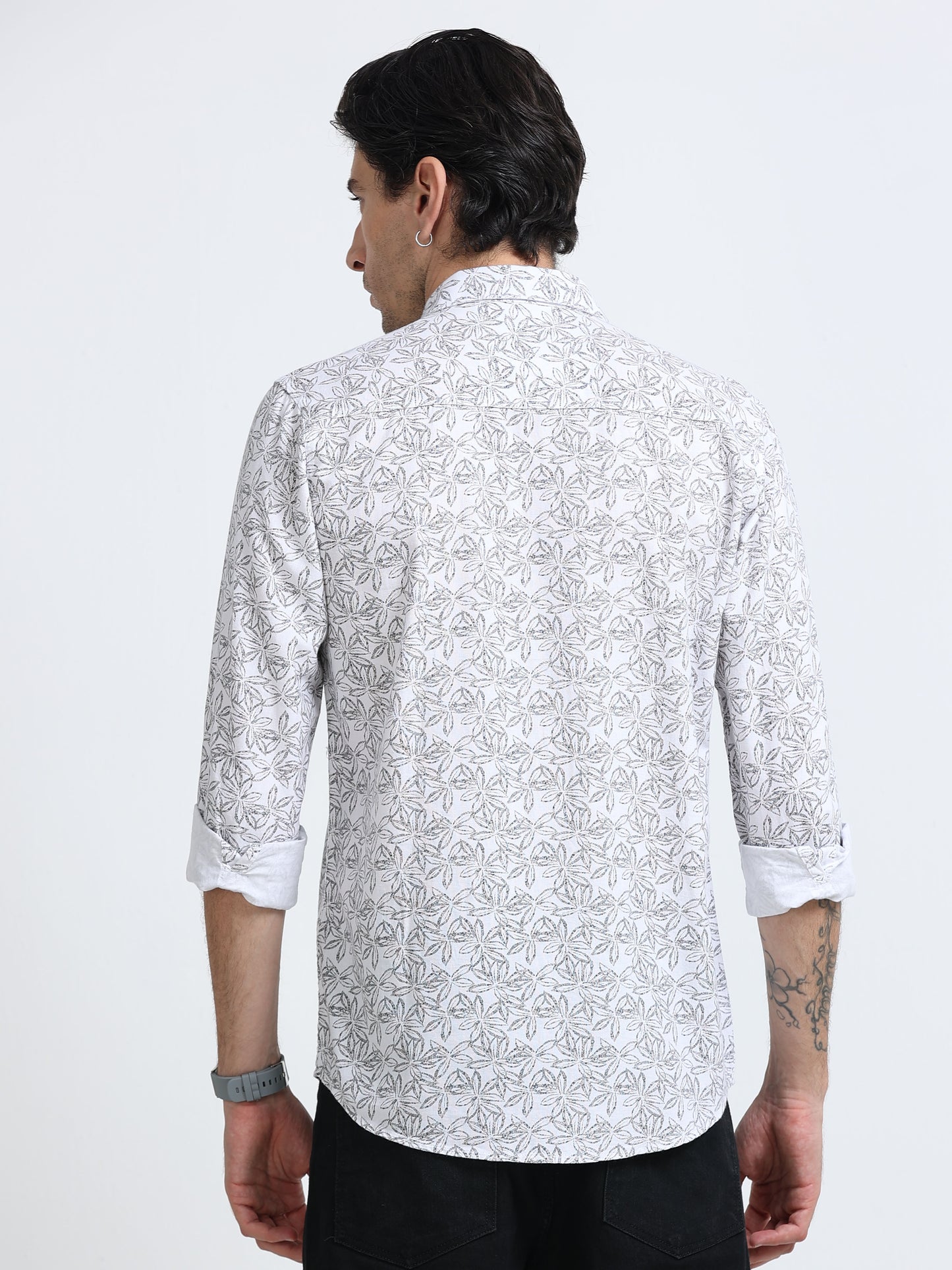 100% Cotton Oxford Print white Shirt