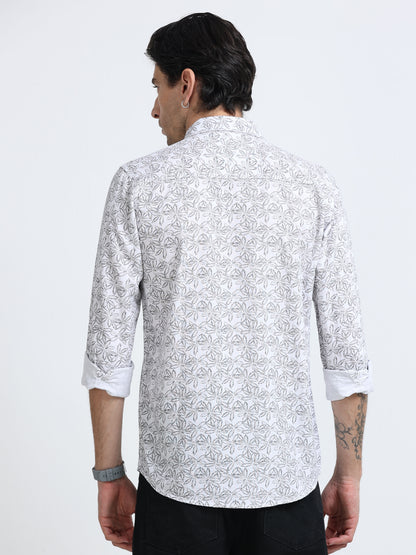 100% Cotton Oxford Print white Shirt