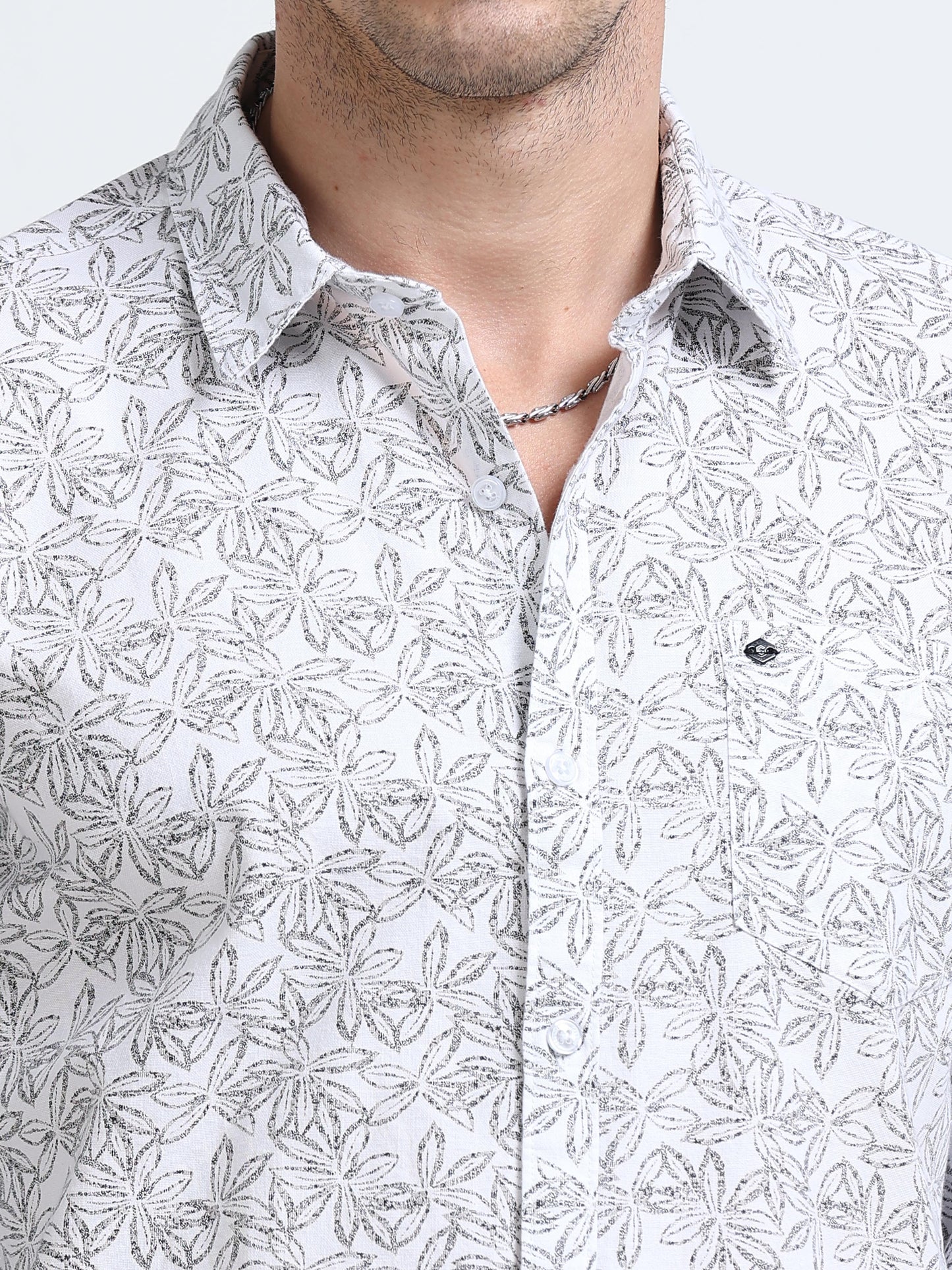 100% Cotton Oxford Print white Shirt