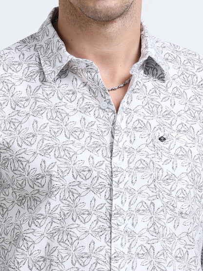 100% Cotton Oxford Print white Shirt