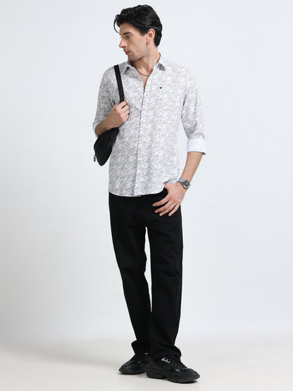 100% Cotton Oxford Print white Shirt