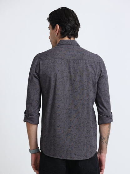 100% Cotton Oxford Print grey Shirt