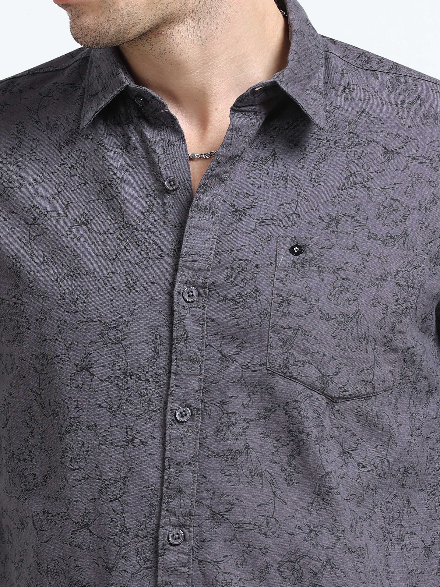 100% Cotton Oxford Print grey Shirt