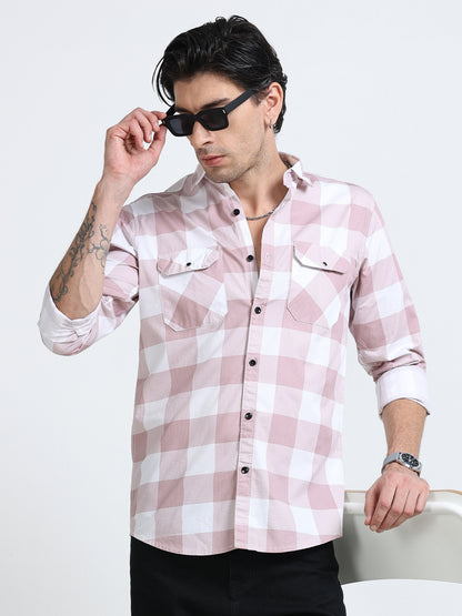 100% Cotton Twill Checks blue Shirt
