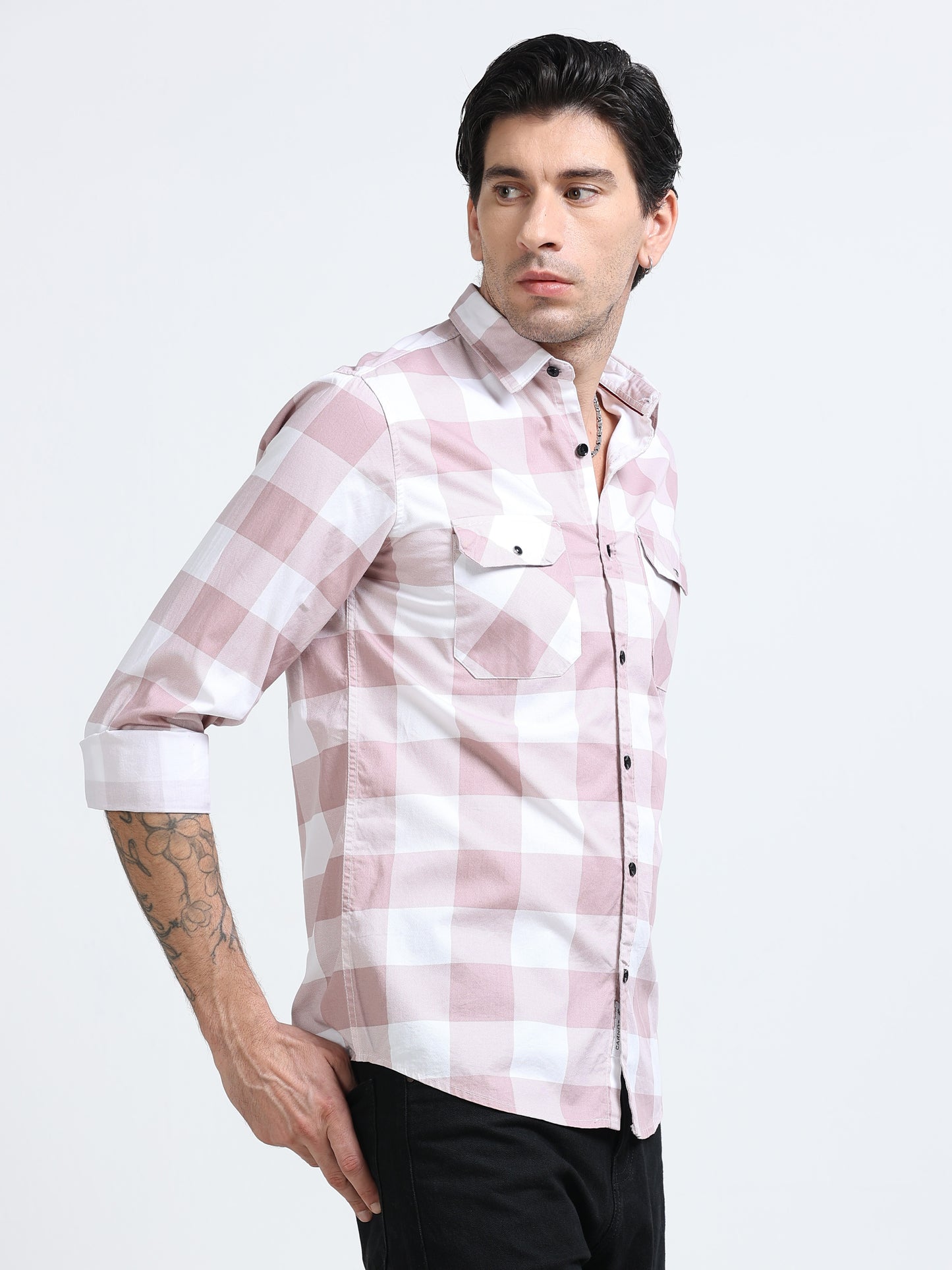 100% Cotton Twill Checks blue Shirt