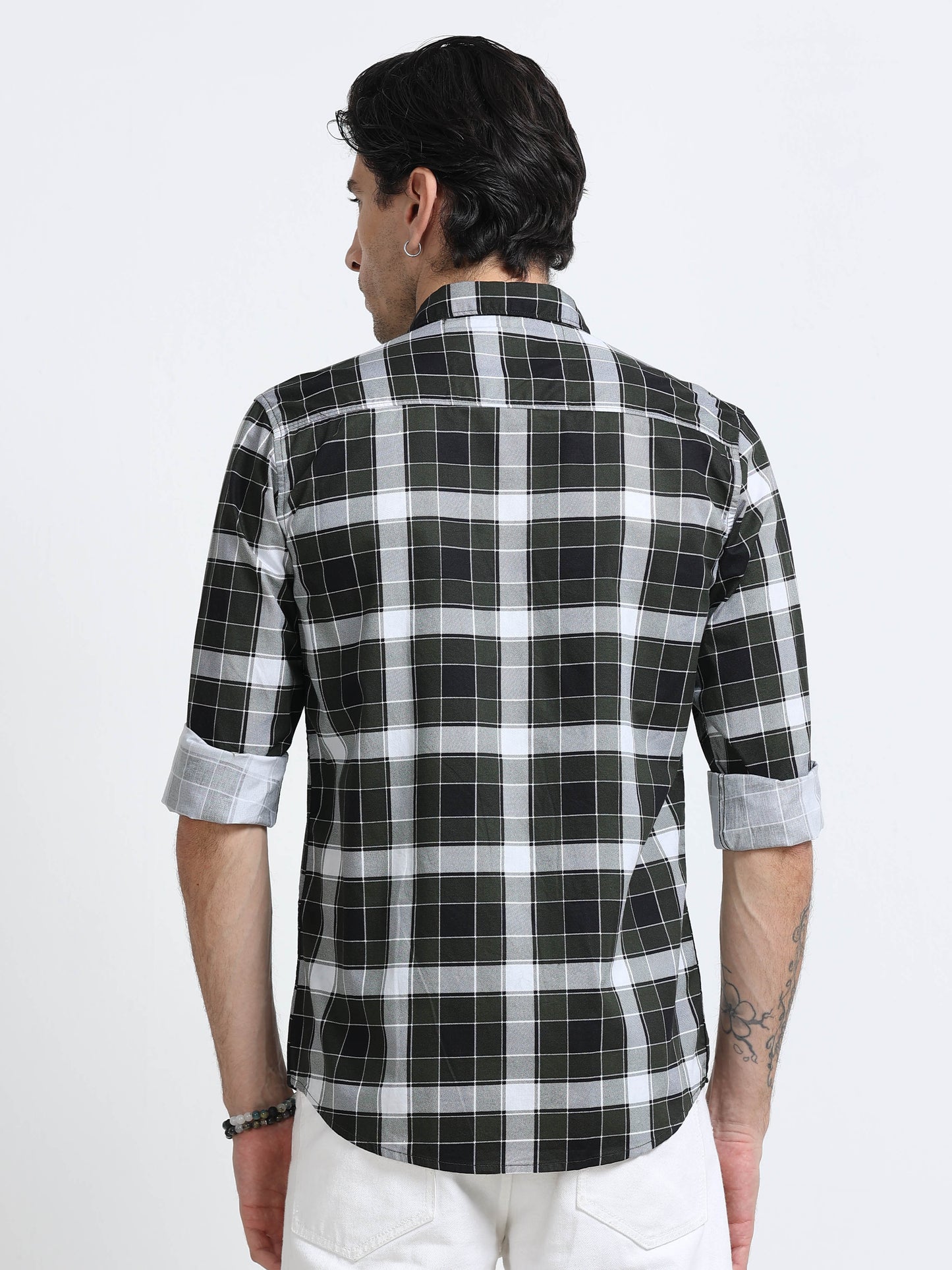 100% Cotton Twill Checks green Shirt