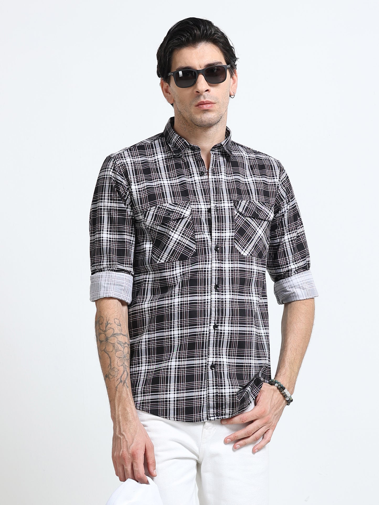 100% Cotton Twill Checks maroon Shirt