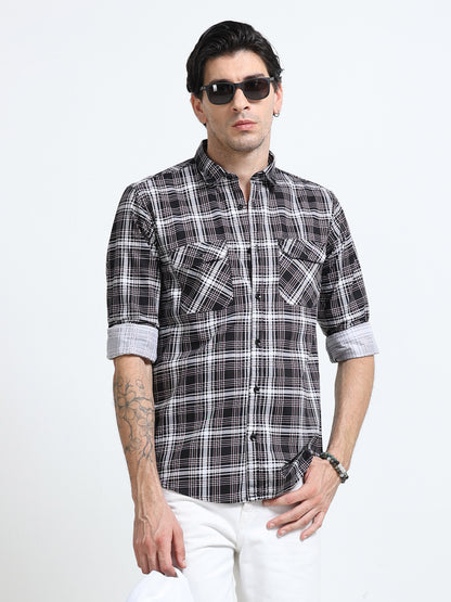 100% Cotton Twill Checks maroon Shirt