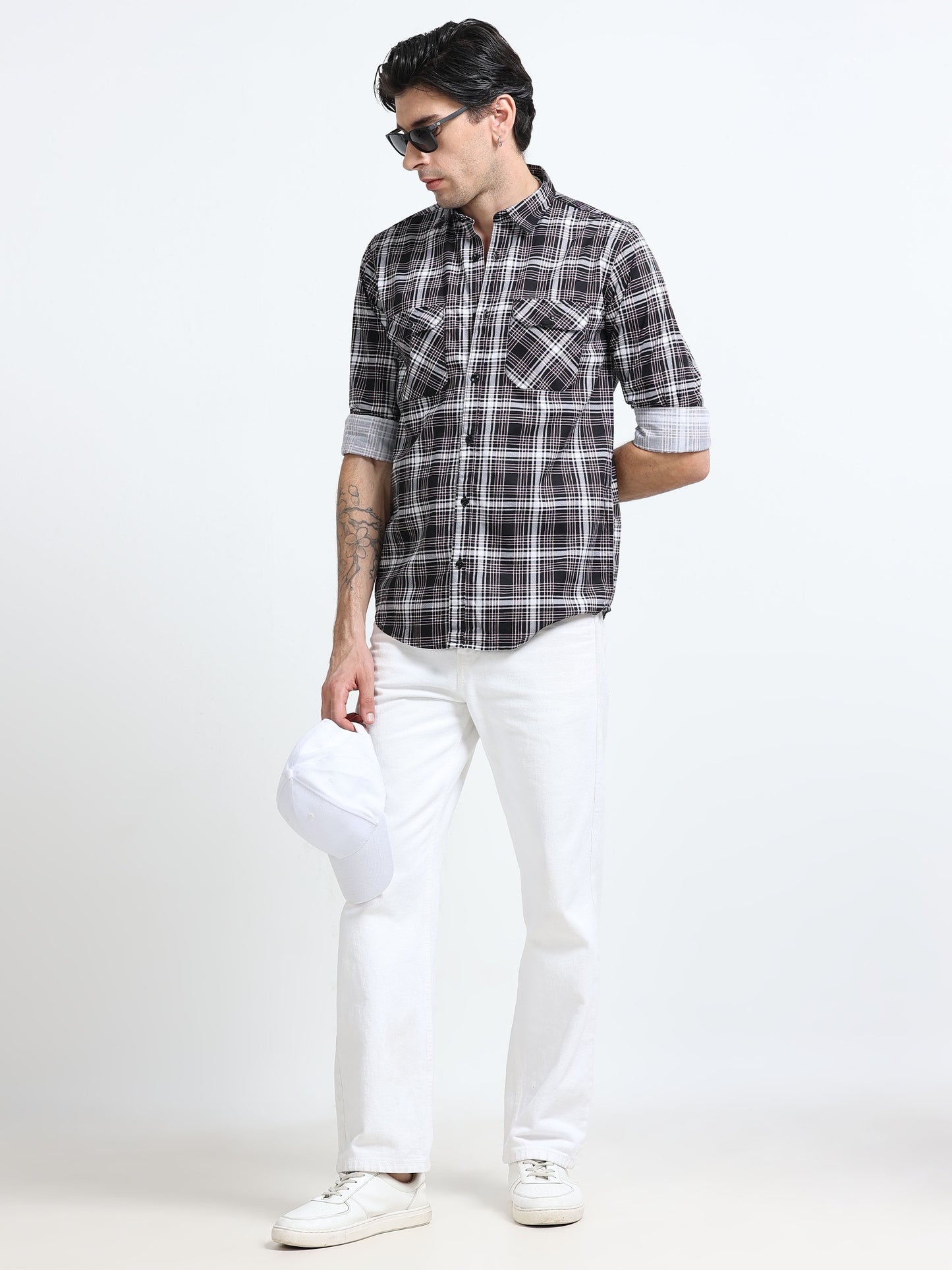 100% Cotton Twill Checks maroon Shirt