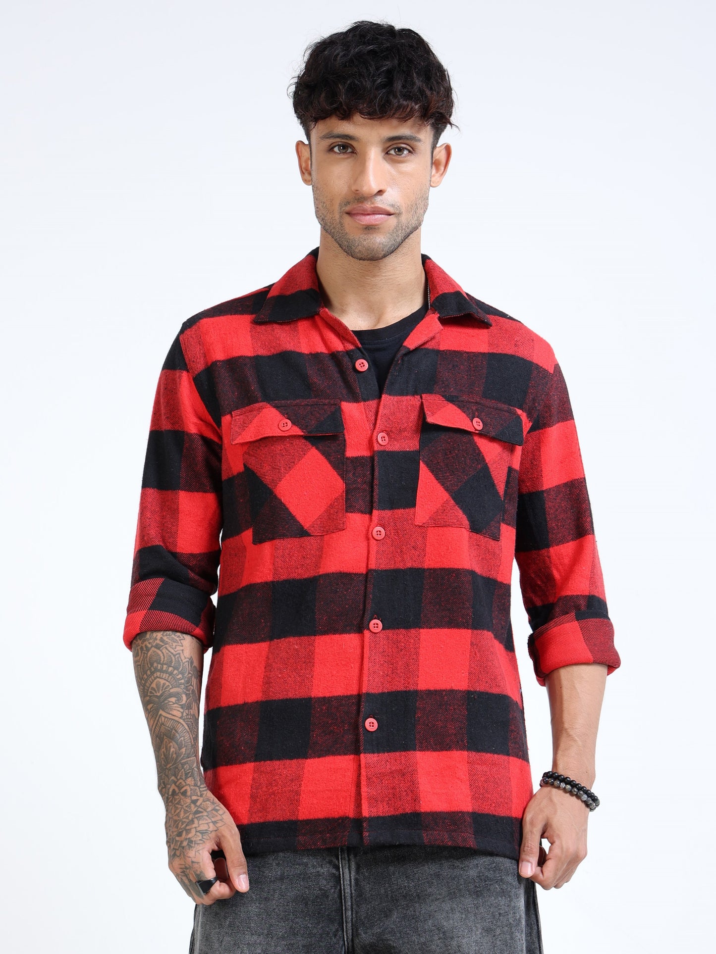 Twill Brushed Checks red Shirt
