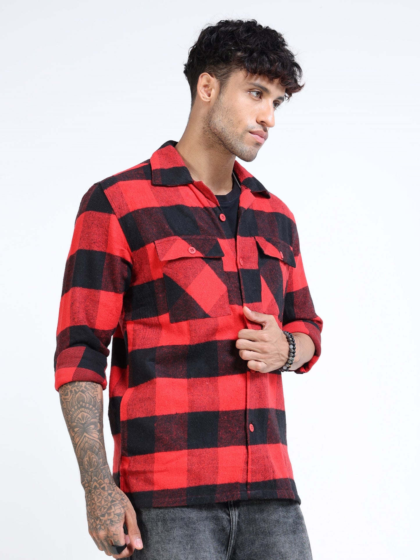 Twill Brushed Checks red Shirt