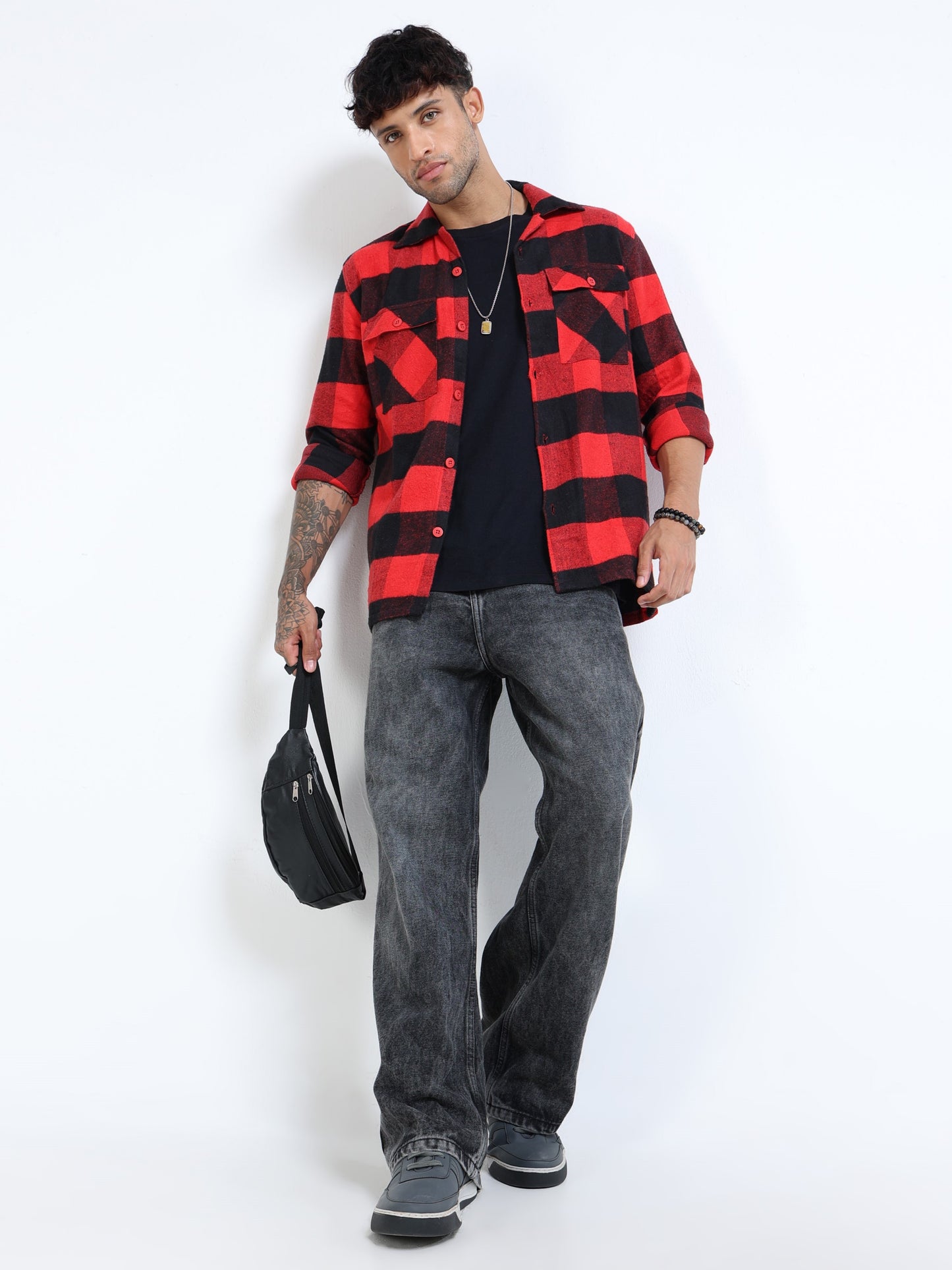 Twill Brushed Checks red Shirt