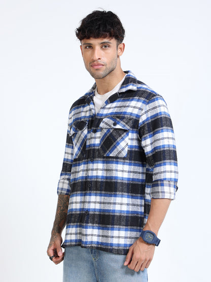 Twill Brushed Checks blue Shirt