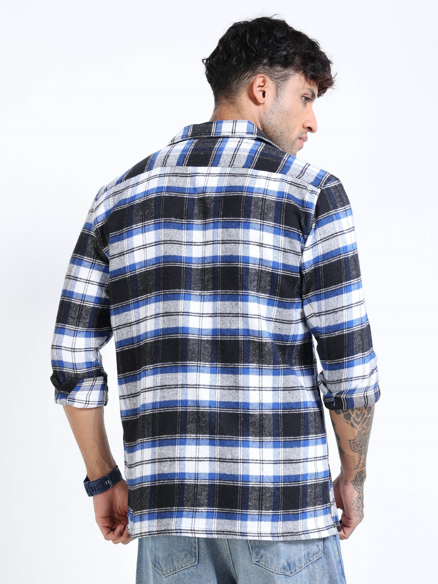 Twill Brushed Checks blue Shirt