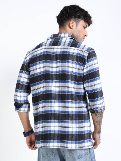 Twill Brushed Checks blue Shirt