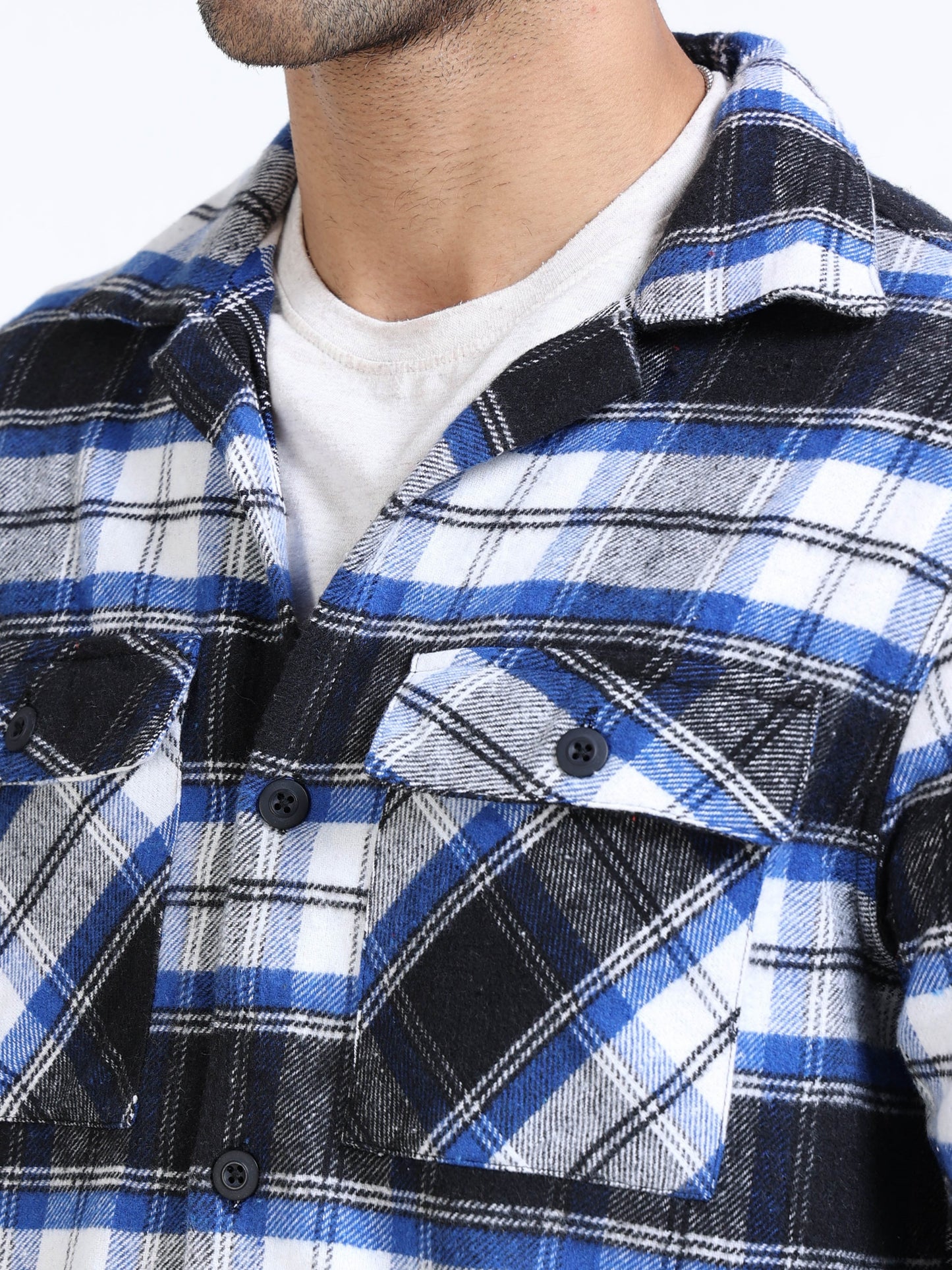 Twill Brushed Checks blue Shirt