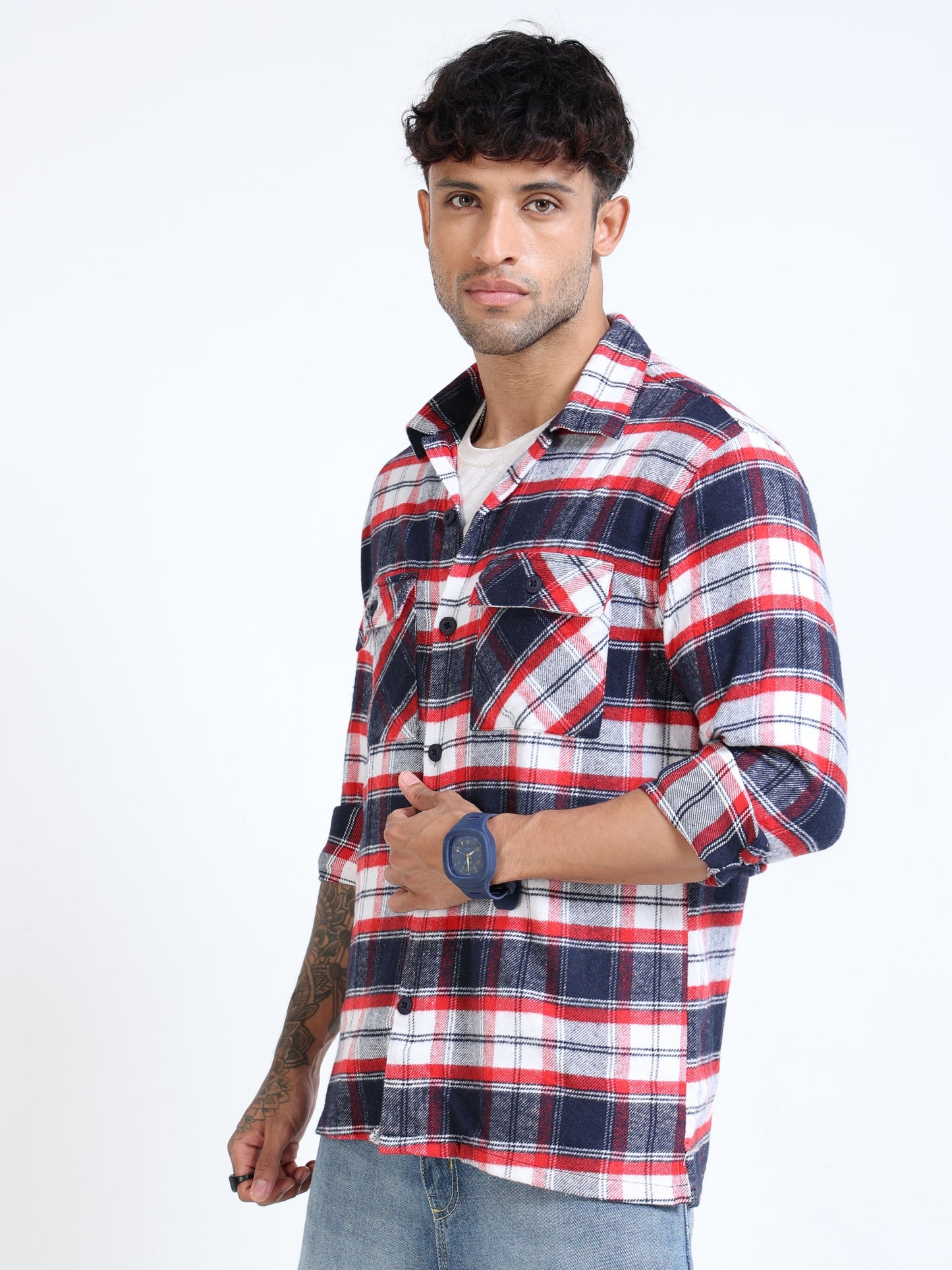 Twill Brushed Checks red Shirt