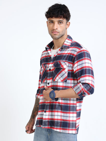 Twill Brushed Checks red Shirt
