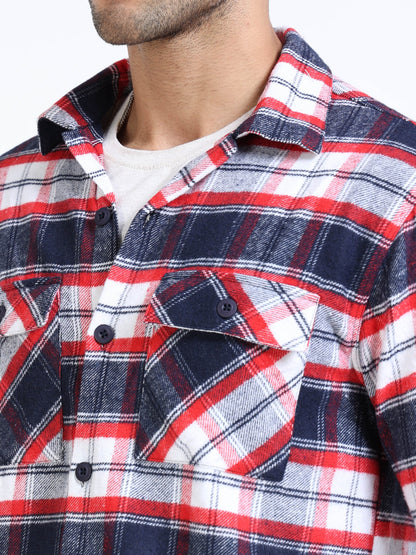 Twill Brushed Checks red Shirt