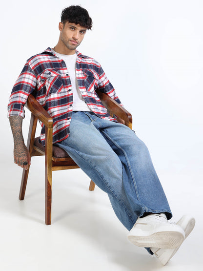 Twill Brushed Checks red Shirt