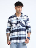 Twill Brushed Checks sky blue Shirt