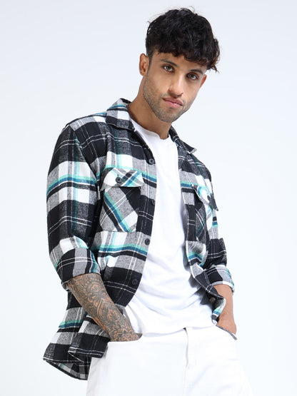 Twill Brushed Checks black Shirt