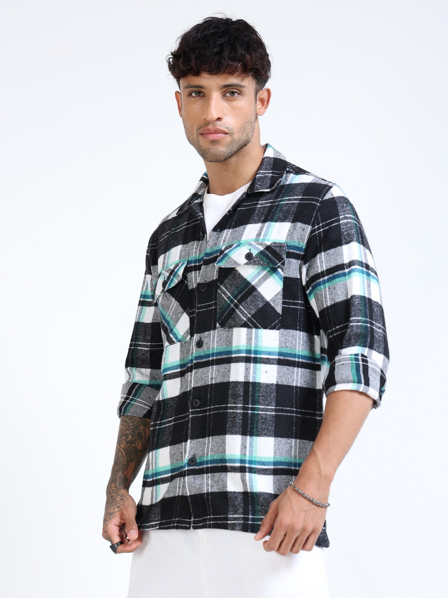 Twill Brushed Checks black Shirt